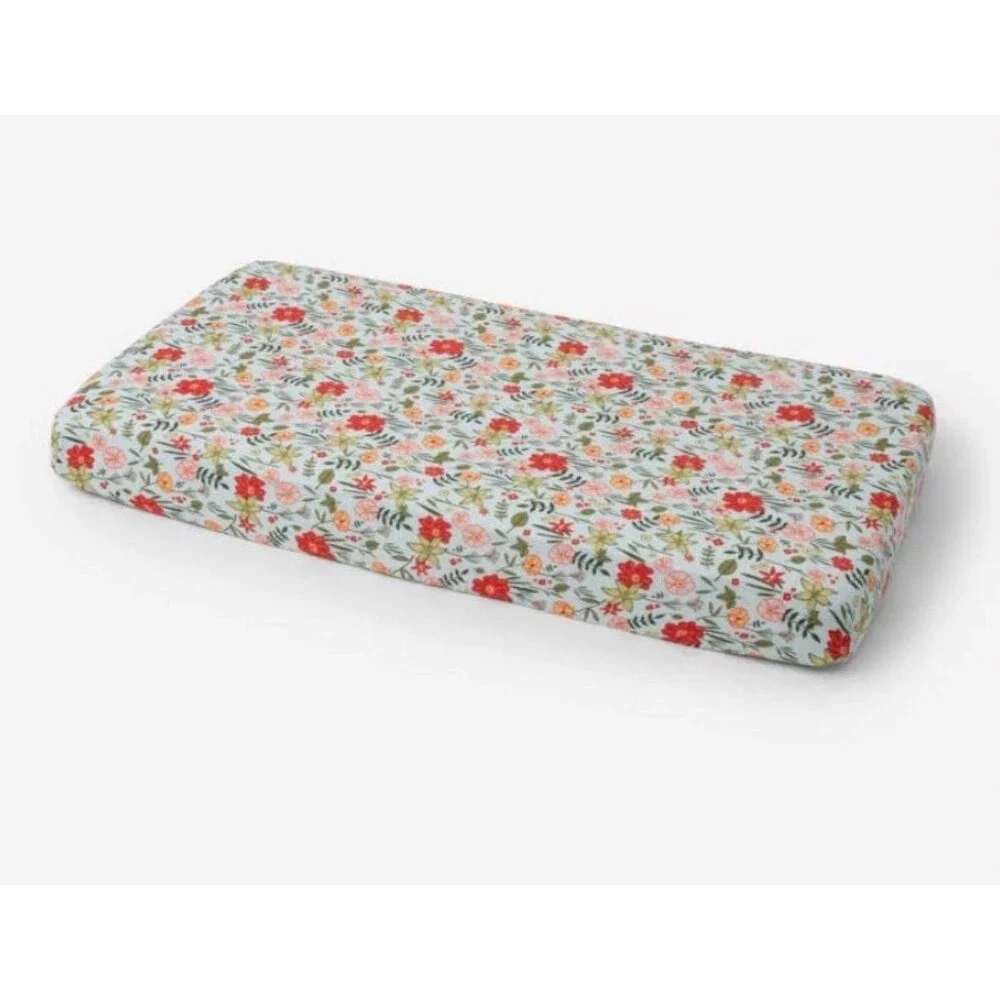 Cotton Muslin Crib Sheet Primrose Patch Floral Baby New white Little Unicorn